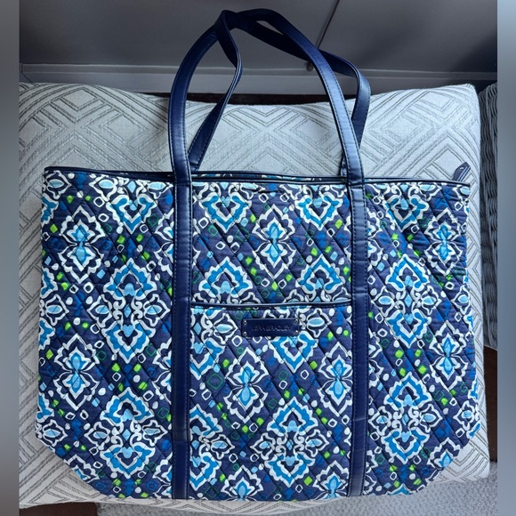 Vera Bradley Day Tote Travel Bag Shoulder Purse Ink Blue - Picture 2 of 7